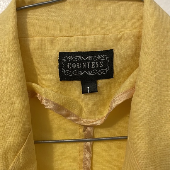 Countess large yellow business jacket blazer striped arm cuffs - Picture 4 of 7